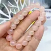 リンクブレスレット天然ピンクhsiuyenジェイドブレスレットジュエリー女性のための男性Fengshui HealingWealth Beads Crystal Gift 1PCS 8mm