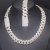 Hiphop Cuban Link Chains 925 Sterling Silver Custom Clasp 20mm 4 Row Iced VVS Moisanite Cuban Link chaîne