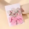 Hair Accessories 2Pcs Candy Color Print Clips Bow For Children Handmade Cable Hairpin Barrettes Headwear Boutique Kids