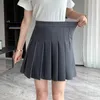 Rimocy koreansk elastisk hög midja veckad kjol kvinna svart grå korta alinkjolar för kvinnor sommar jk enhetlig mini 240106