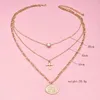 Hänge halsband Alyxuy Multi-Layer Heart Crystal Jesus Dragon Coin Vintage Trendy Long Chain Necklace Women Girls Gift