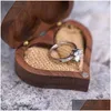 Aufbewahrungsboxen Bins Stock Holz Schmuck Aufbewahrungsboxen Blank DIY Gravur Hochzeit Retro Herzförmige Ringbox Kreative Geschenkverpackung Dhjyv