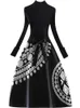 Офисные женские элегантные роскошные платья осень-зима теплые вязаные лоскутные платья с вышивкой и высокой талией Aline Vestidos 240106