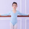 Scena noszona dziewczyna balet taniec taniec lean gamarki solidny gimnastyka z długim rękawem Bodysuit for Balleina Training Yoga Tap Jazz Costume