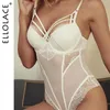 Rompertjes Ellolace Mesh Kanten Romper Vrouwen Bodycon Body See Through Transparante Backless Overalls Mouwloze Vrouwelijke Bandage Rompertjes Nieuwe T20