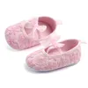 Scarpe da bambina Bianco Rosa Ricamo Infantile Prewalkers Bambina Antiscivolo Battesimo Battesimo Matrimonio Primavera Estate 11-13 240105