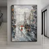 Pedestrian Landscape Hand Painted Oil Painting Canvas Decorative Classical Porch Mural Handmade Wall Art Home Decor 240106