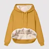 Artı beden sweatshirt kadınlar için kalın polar hoodie sweatshirt astarlı kış kadife v boyun uzun kollu iç çamaşırı 240105