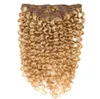 613 Bleach Blonde Kinky Curly Clip In Human Hair Extensions 7PCS 7A Virgin Бразильские вьющиеся клипсы для наращивания волос 9025354