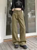 Women's Jeans WCFCX STUDIO Korean Brown Streetwear American Straight Pants Harajuku Fashion Wide Leg Casual