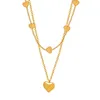 Pendentif Colliers Mode Double Couche Coeur Chaîne Femmes Collier 18K Plaqué Or En Acier Inoxydable Sautoirs Bijoux Étanche Cadeaux