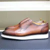 Classique hommes Oxford en cuir véritable à la main à lacets chaussures décontractées pour hommes solide casquette orteil baskets mâle extérieur quotidien chaussures