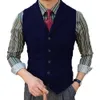 Casual Men's Classic Suit Vest Lapel V Neck Herringbone Tweed Slim Fit Business Waistcoat For Wedding Solid Color 240105