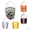 Other Festive & Party Supplies 2022 Basketball Easter Basket Sport Canvas Totes Football Baseball Soccer Softball Buckets Storage Bag Dh3Ym