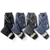 Jeans da uomo 105KG 5XL Inverno Denim Peluche Fodera in pile Pantaloni caldi Pantaloni alla caviglia per adolescenti 4XL Figlio Casual 1801A
