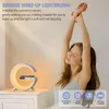Lámpara LED inteligente Altavoz Bluetooth cargador inalámbrico atmósfera despertador para dormitorio decoración del hogar 240106