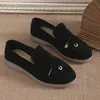 Kvinnor Flat Suede Summer Walk Shoes Metal Lock Slipon Lazy Loafers Causal Moccasin Bekväma mulor Kör 240106