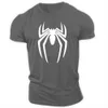 Quatro estações moda lazer ao ar livre esportes 2d aranha impressão adulto masculino em torno do pescoço manga curta camiseta solta e confortável 240106