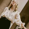 Women's Blouses 2024 Spring And Summer Lapel Tie Puff Sleeve Tassel Shirt For Women Blouse