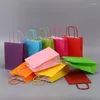 Wrap Prezent 12PCS Kolorowe torby papierowe Kraft Ręcznie prostokątne cukierki Kolorowe zapasy zakupów