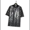 Men's T Shirts 2024 Short Sleeves Gold Shining Beaded T-shirt Fashion Versatile Loose Size Round Neck Half Sleeve Performance Dress