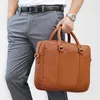 حقائب NESITU Black Brown Leather Leather Office Men Messenger أكياس رسول حقيقية حقيبة سفر للأعمال التجارية 14 '' '.