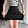 Rimocy Korean Elastic High Waist 주름 치마 여자 Black Grey Short Aline Skirts 여름 JK 유니폼 미니 240106