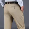 4 renk 98 pamuklu gündelik pantolon erkekler klasik stil düz gevşek yüksek bel elastik pantolon erkek marka kıyafetleri 240106