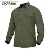 Tacvasen Men's Tactical Shirts Summer Lightweight Quick Torking Shirts Army Military Shirts Långärmad utomhusarbeten Lasttröjor 240105