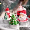 Candele Fragranza natalizia - Candela 12 pezzi/pacco Senza fumo Babbo Natale Pupazzo di neve Regalo Calza Albero Design Motivo natalizio Candele di Capodanno Fy5495 Dr Dhvkq