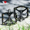WEST BIKING Carbon Fiber Pedal Road Bicycle Pedal 3 Bearing Aluminum Alloy Anti-skid Mountain Bicycle Pedal Bicycle Accessories 240105