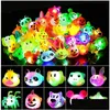 Autres fournitures de fête de fête 3D Halloween Light Up Ring Jouets Cartoon Finger Glowing Fun pour les enfants Adts Événement Favoris Drop Livraison H Dhn07