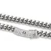 6mm-14mm Hip Hop Stainless Steel Miami Cuban Link Chain Necklace Full 5A Zircon Clasp 14K/18K Gold Plated Accessories Silver Jewelry Set