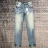 Designer lila märke för män kvinnor byxor jeans sommarhål i hög kvalitet broderi lila jean denim byxor mens purpl fedc