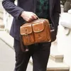 Briefcases Genuine Leather Male's Crossbody Bag Casual Business Satchels Men's Messenger Large Capacity Shoulder Male Laptop Bags