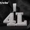 UWIN – collier avec pendentif lettre Jumbo personnalisé pour hommes, colliers avec 2 noms en zircone cubique empilés, bijoux Hip Hop, cadeau, 240106