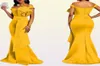 Robe jaune longue pour femmes, épaules dénudées, Sexy, sirène, perles, slim, longueur au sol, soirée, dîner, fête de mariage, robes Maxi 2104202234
