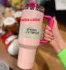 ABD Stoku 1: 1 Logo Cosmo Pembe Hedef Kırmızı Gemiye Hazır Kupa Söndürücü Tumblers H2.0 Silikon Saplı Kapak ve Samanlı 40 Oz Bardaklar 2. Nesil Araba Kupaları Su Şişeleri