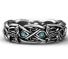 Античное серебряное кольцо с волком, окрашенное черное кольцо, тайские серебряные кольца с винтажным камнем3007213
