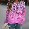 Kadın Hoodies Katı Yuvarlak Boyun Uzun Kollu Sevgililer Günü Aşk Glitter All Womens Pantolon Takım Zip kapüşonlu elbiseler genç kızlar Colla Top