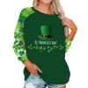 Dames T-shirts Stijlvolle Top met Raglanmouwen St. Patrick's Day Print Casual Ronde Hals Sweatshirt Damesmode Blouse 2024 Shirt