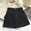 Grande taille poches à lacets Vintage Denim jupe été lâche décontracté solide Mini jupes printemps mode coréenne Faldas femmes vêtements 240106