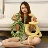 2M Real Life Snake Knuffel Giant Piebald Snake Gevulde Lange Slang Pluche Bruin Geel Groen Creatief Decor Cadeau voor kinderen 240105