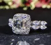 Zhenrong souhait vend nouvelle princesse carré simulation diamant bague proposition de mariage spécial diamant mariage ring9273286