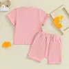 Kleidung Sets Kleinkind Baby Mädchen Sommer Outfit Tanten Brief Kurzarm T-shirt Tops Shorts Geboren Kleidung Set