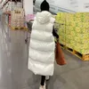 Femmes hiver gilet à capuche longue veste mode longue gilet épais chaud coton rembourré veste sans manches manteau femme gilet 240106