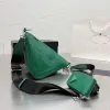 디자이너 가방 어깨 가방 가죽 삼각형 순수한 색상 지갑 유니니스 렉스 스타일 2pcs 세트 패션 메신저 가방 부드러운 가죽 주머니 지갑 넓은 스트랩