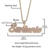 Uwin CsUTEM Cursive Letter med baguettkedja Iced Out Name Necklace Cubic Zirconia Fashion Hiphop Jewelry 240106