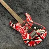 Heet verkoop goede kwaliteit Heavy Relic elektrische gitaar Red Frank 5150 Zwart Wit Strepen Floyd Rose Tremolo Bridge Edward Eddie Van Halen Gratis verzending kan worden aangepast