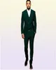 Anpassa design Dark Green Men Wedding Tuxedos Peak Lapel Side Vent Groom Tuxedos Men bröllopdinnerdarty DressjacketpantsTie8198882